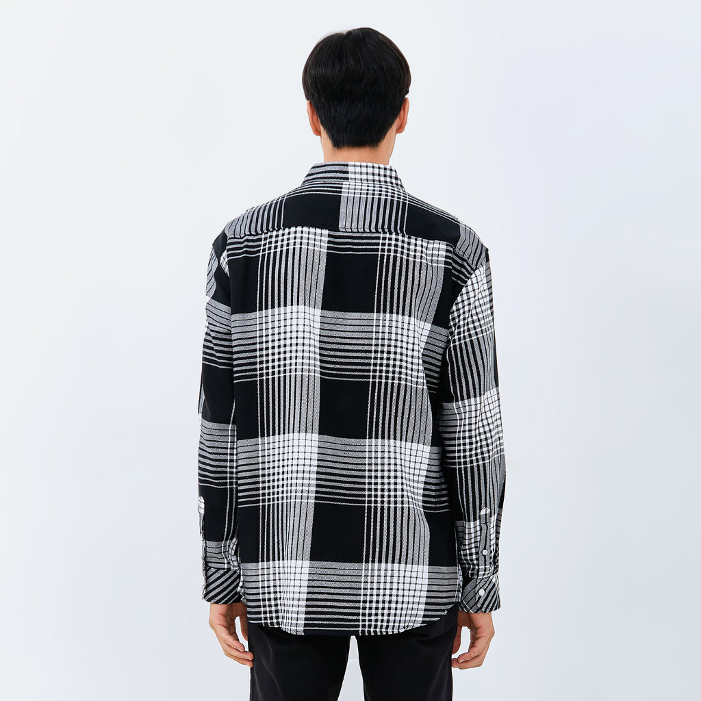 M231 Kemeja Pria Flannel Panjang Hitam 0083