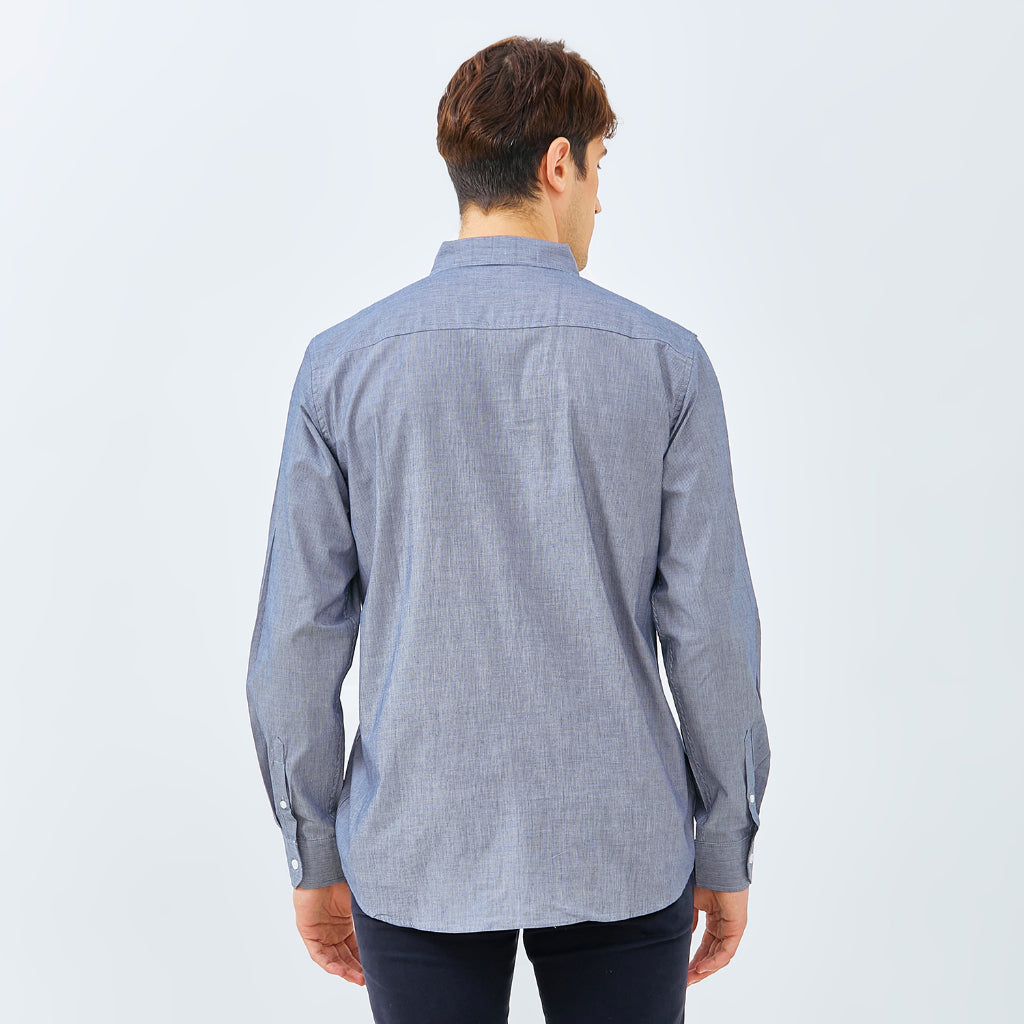 M231 Kemeja Pria Stripe Panjang Abu 3137B