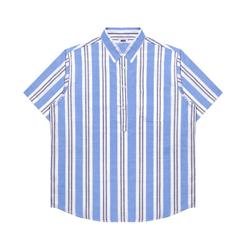 M231 Kemeja Pria Stripe Pendek Biru 3146A
