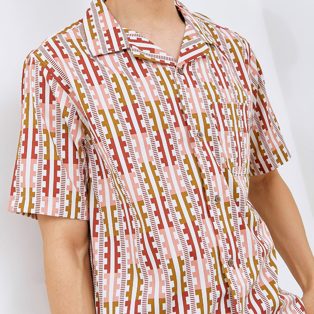 M231 Kemeja Pria Printing Hawaii Pendek 0151