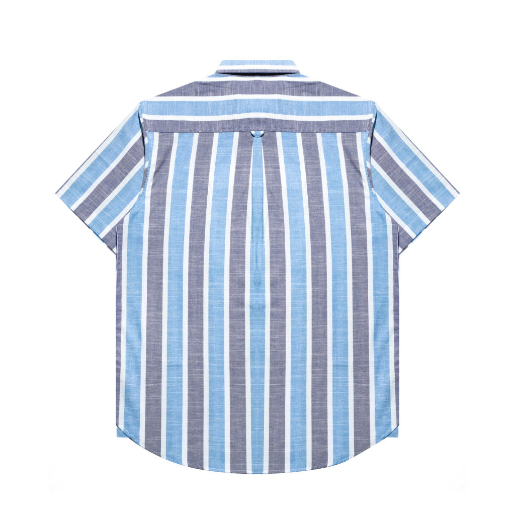 M231 Kemeja Pria Stripe Pendek Biru 3139B