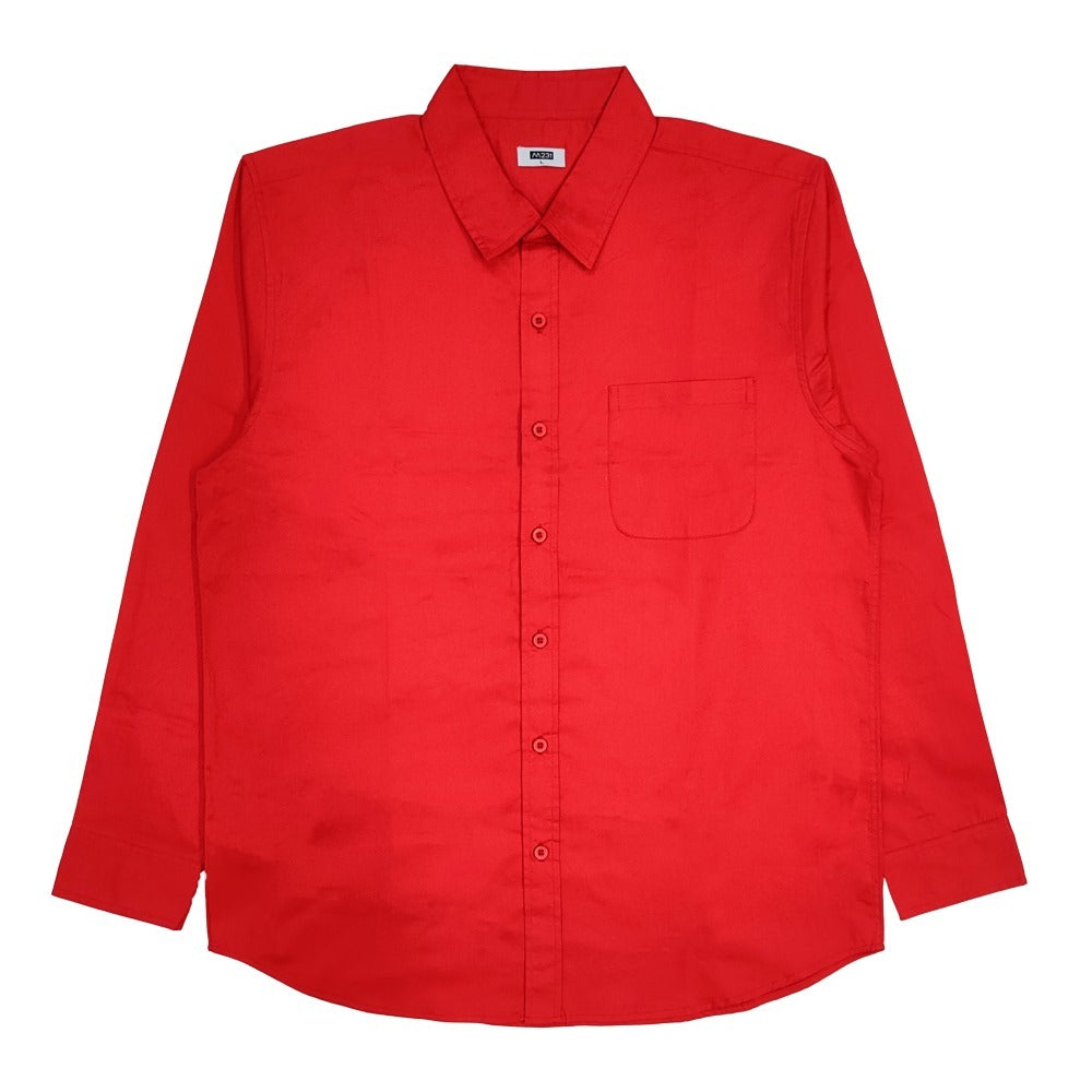 M231 Kemeja Pria Basic Polos Panjang Merah 0215