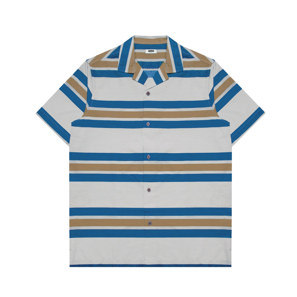 M231 Kemeja Pria Stripe Hawaii Pendek Biru 3171A