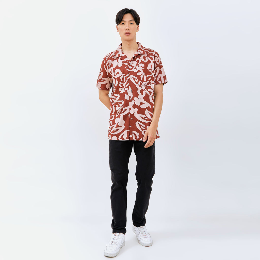 M231 Kemeja Pria Printing Hawaii Pendek 0091