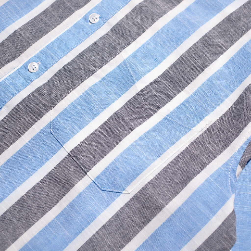M231 Kemeja Pria Stripe Pendek Biru 3139B