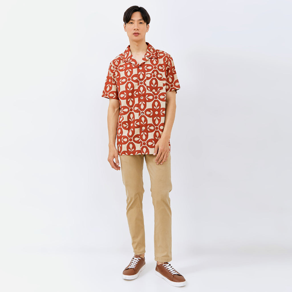 M231 Kemeja Pria Printing Hawaii Pendek 0153