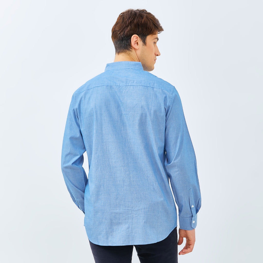 M231 Kemeja Pria Stripe Panjang Biru 3137A