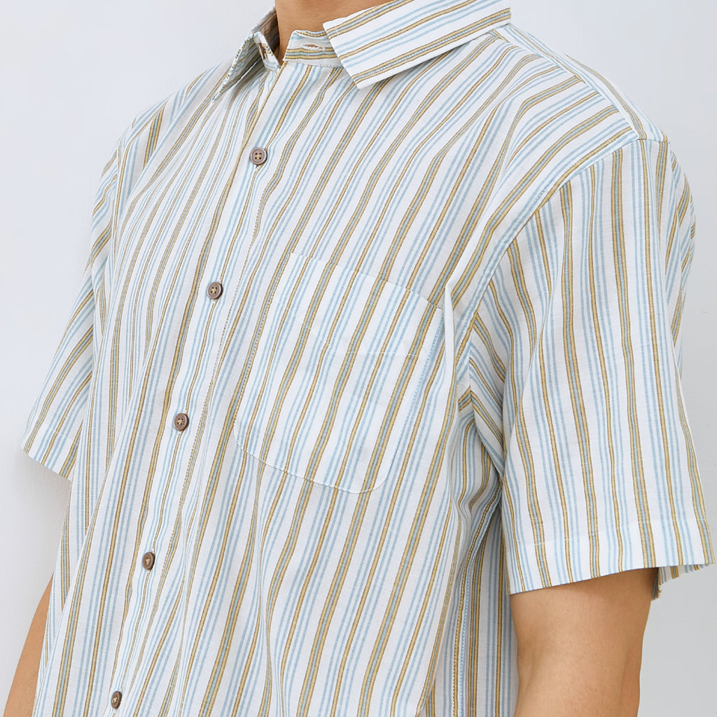 M231 Kemeja Pria Stripe Pendek 0135