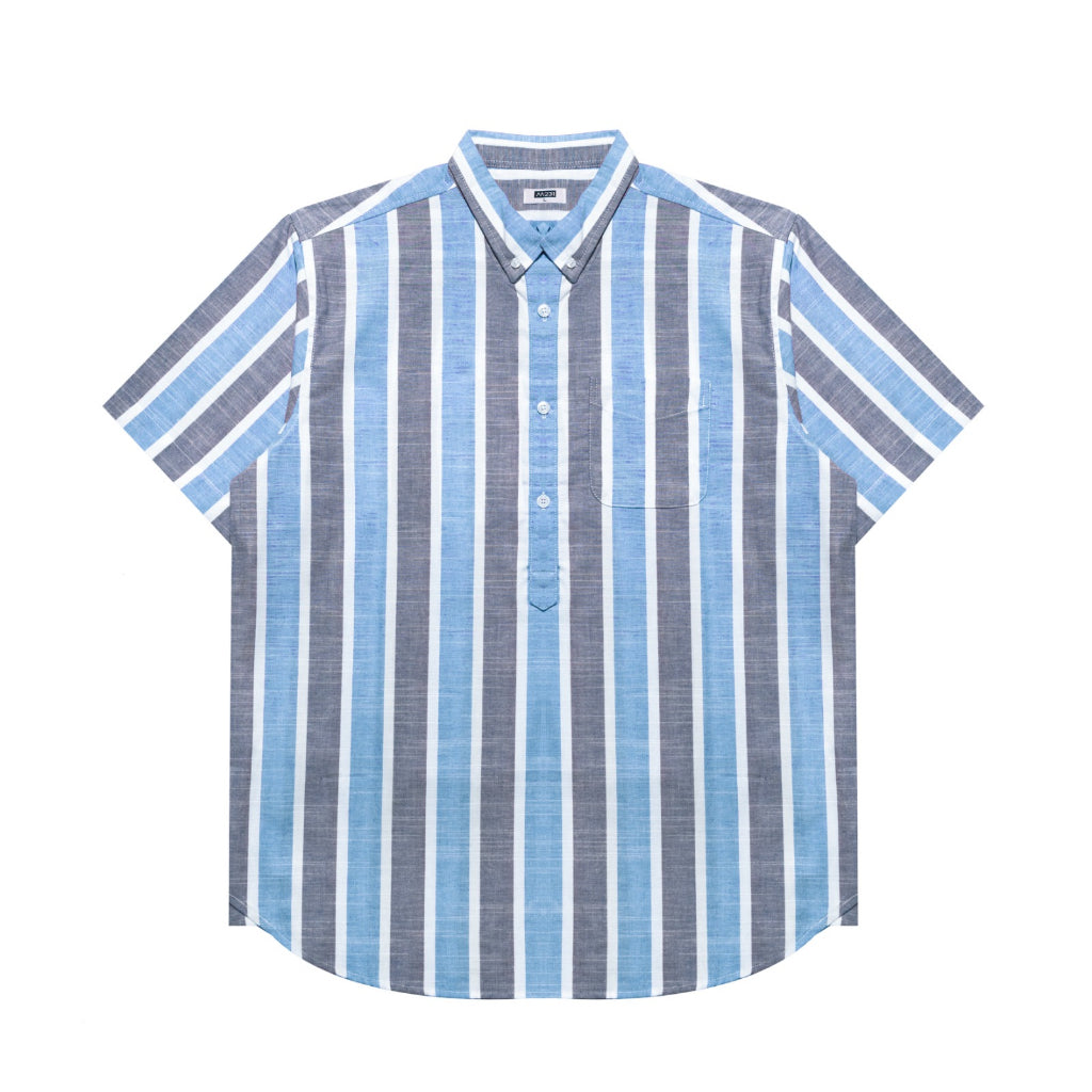 M231 Kemeja Pria Stripe Pendek Biru 3139B