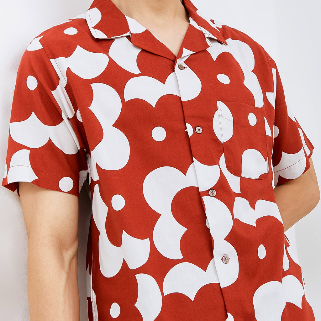 M231 Kemeja Pria Printing Hawaii Pendek 0155