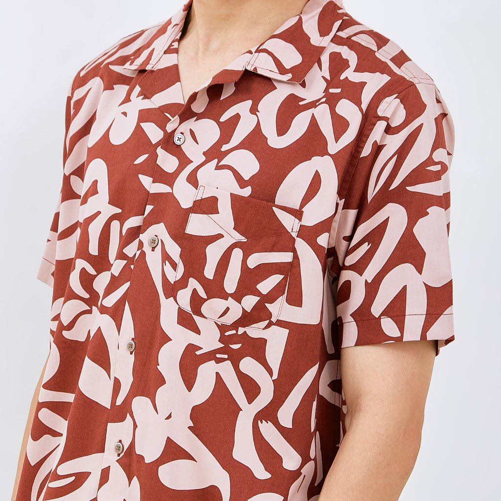 M231 Kemeja Pria Printing Hawaii Pendek 0091
