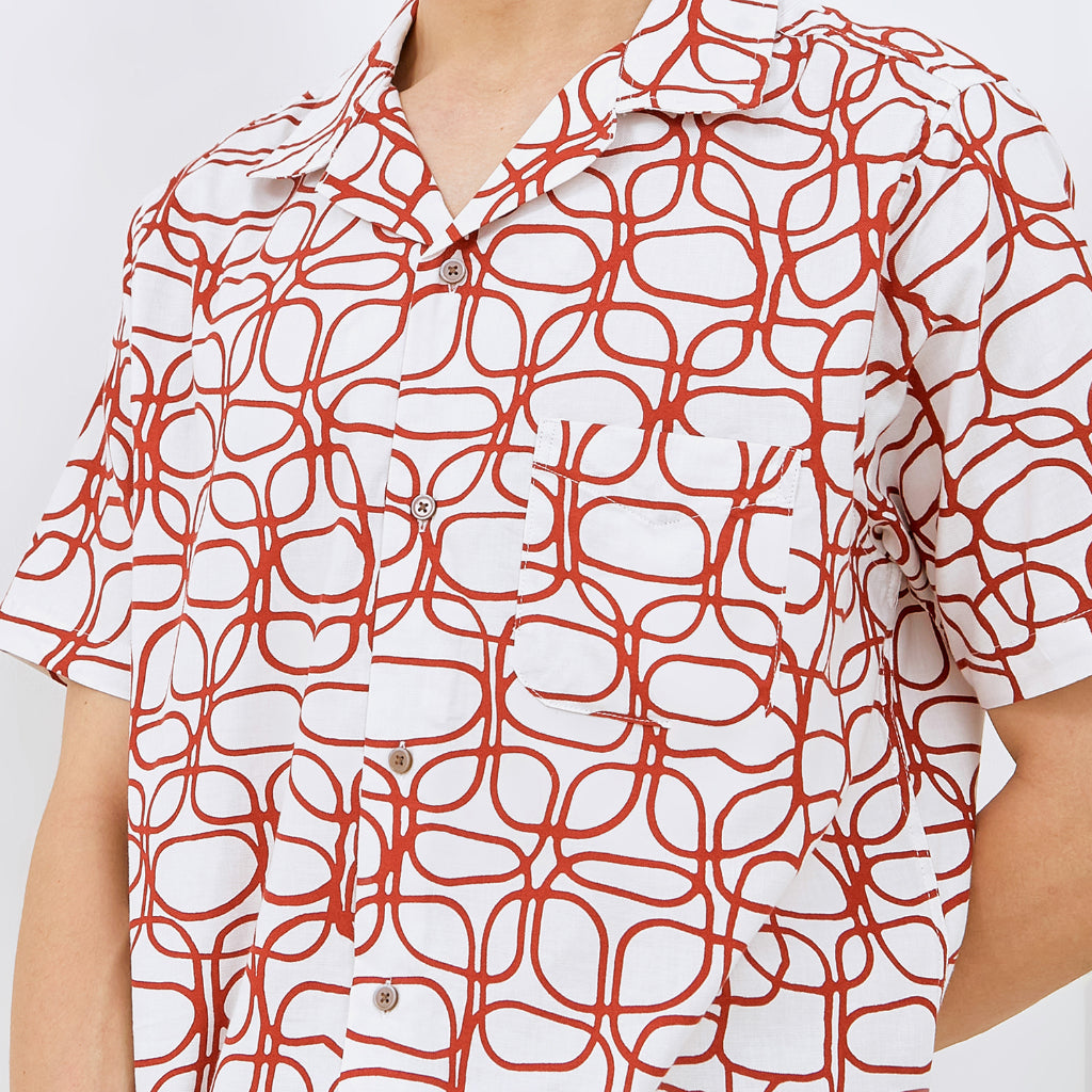 M231 Kemeja Pria Printing Hawaii Pendek 0152