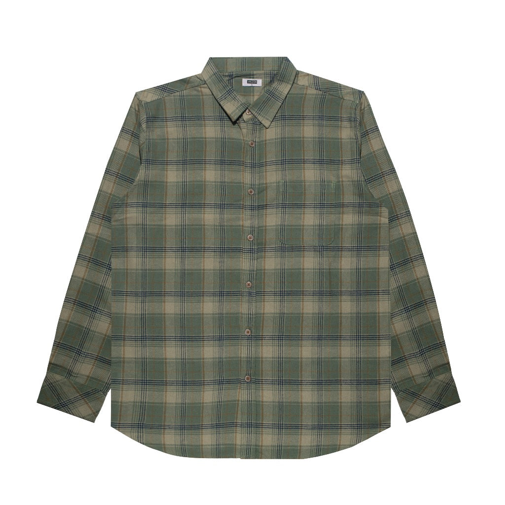 M231 Kemeja Pria Flannel Panjang Hijau Tua 0083