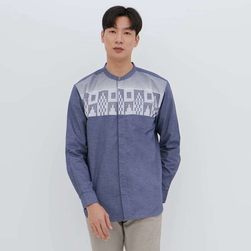 M231 Kemeja Pria Koko Panjang Navy 2504B