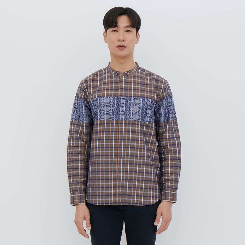 M231 Kemeja Pria Koko Panjang Coklat 2487A