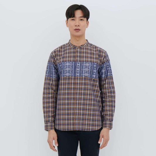 M231 Kemeja Pria Koko Panjang Coklat 2487A