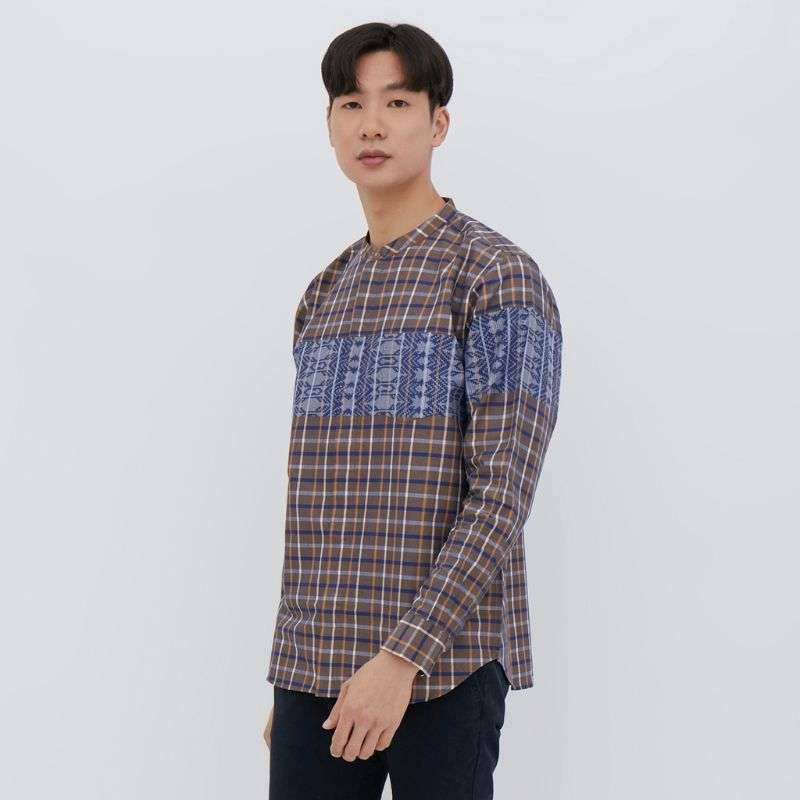M231 Kemeja Pria Koko Panjang Coklat 2487A