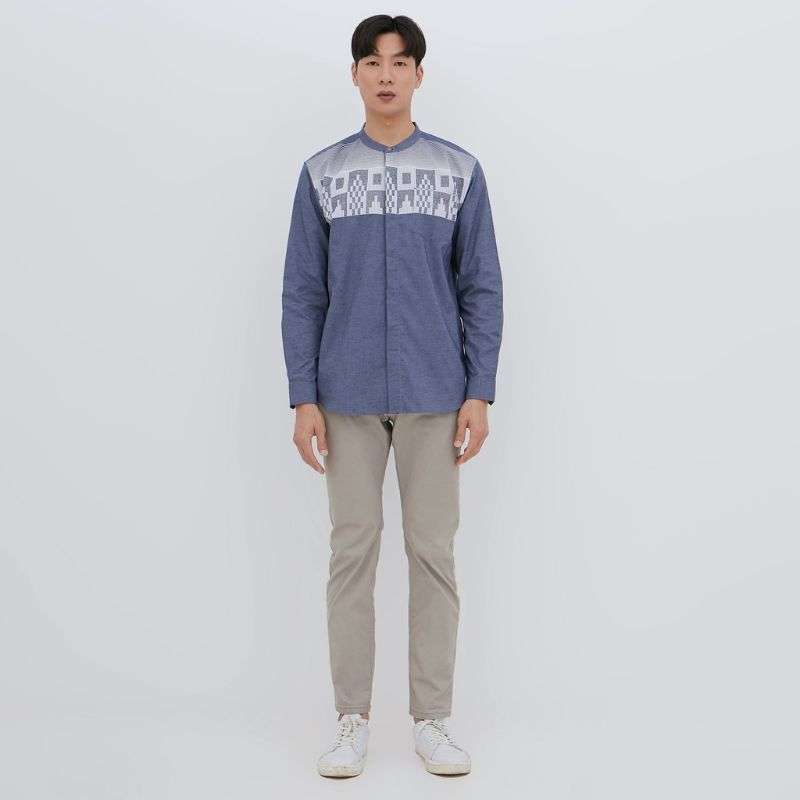 M231 Kemeja Pria Koko Panjang Navy 2504B