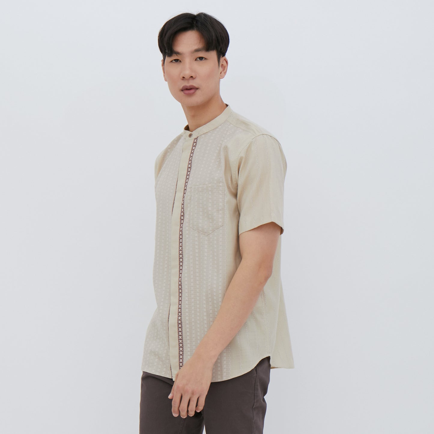 M231 Kemeja Pria Koko Pendek Coklat 2432A