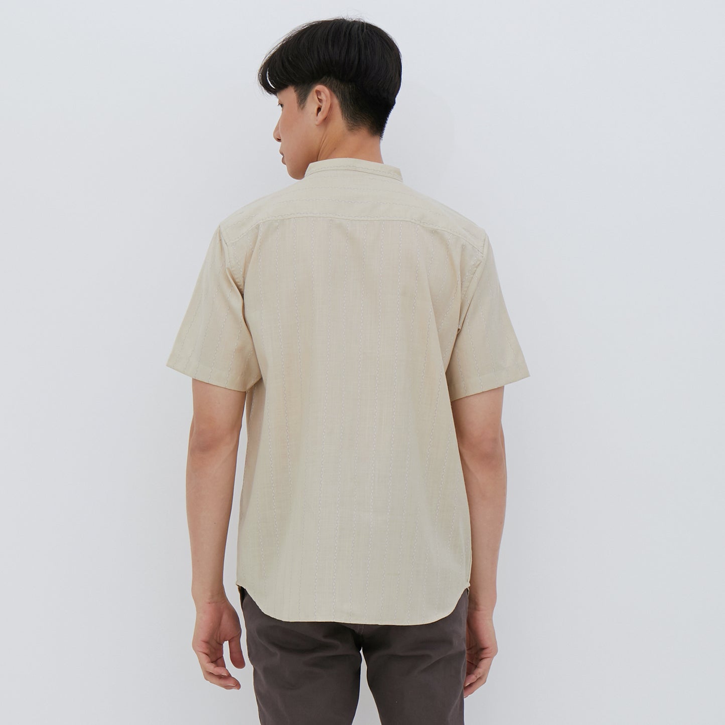 M231 Kemeja Pria Koko Pendek Coklat 2432A