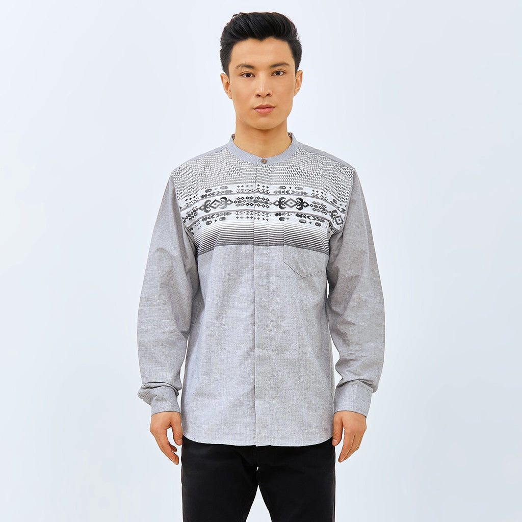M231 Kemeja Pria Koko Panjang Abu 2809