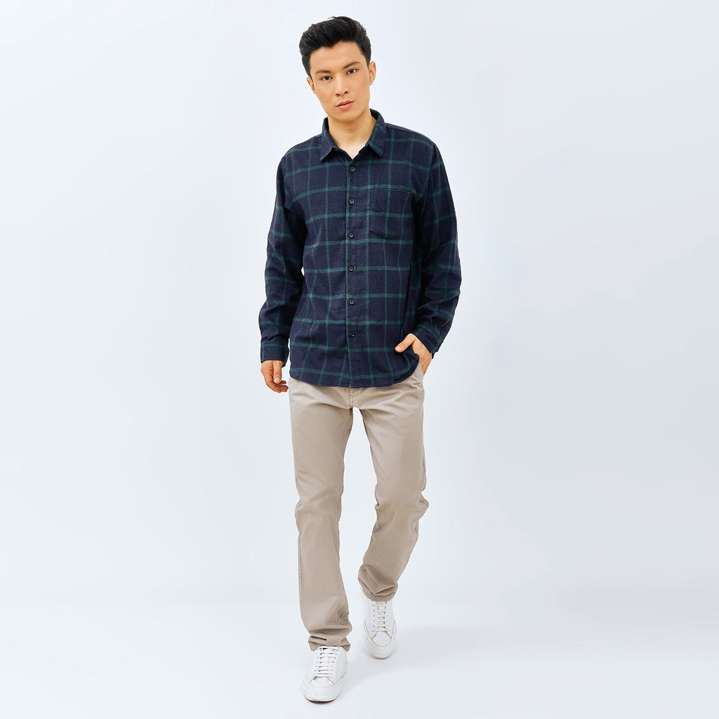 M231 Kemeja Pria Flannel Panjang Navy 2845B