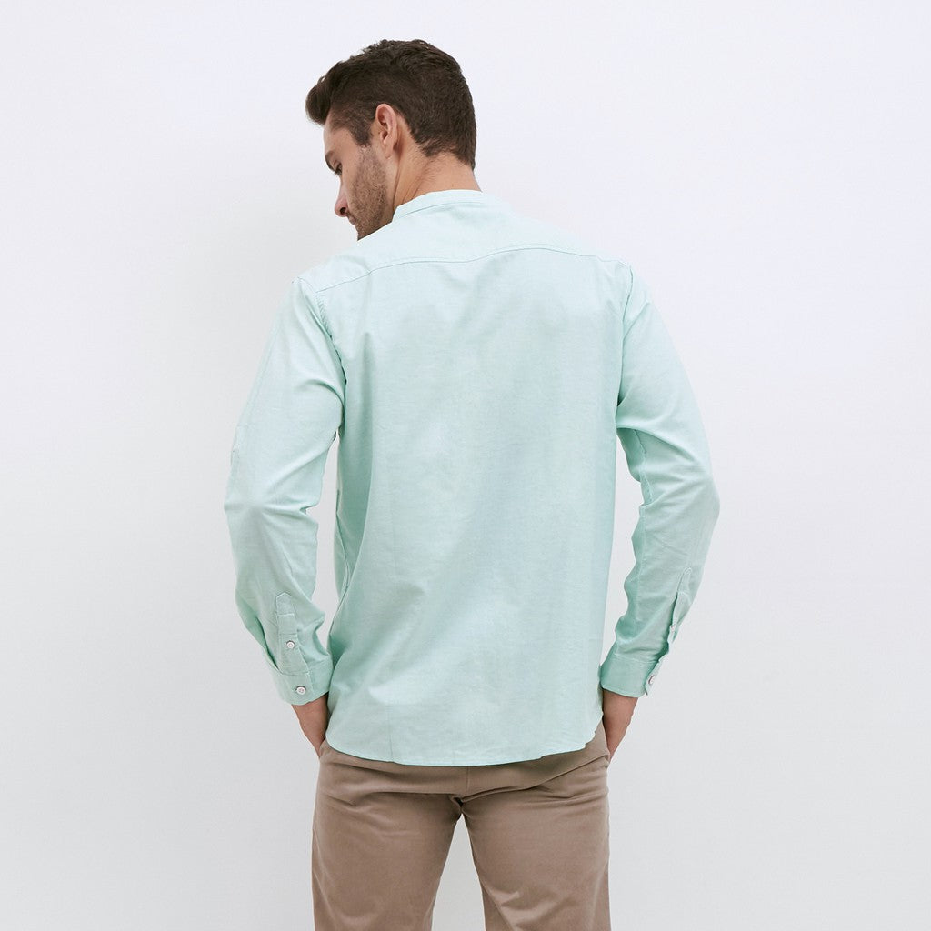 M231 Kemeja Pria Shanghai Polos Panjang Warna Mint 1552C