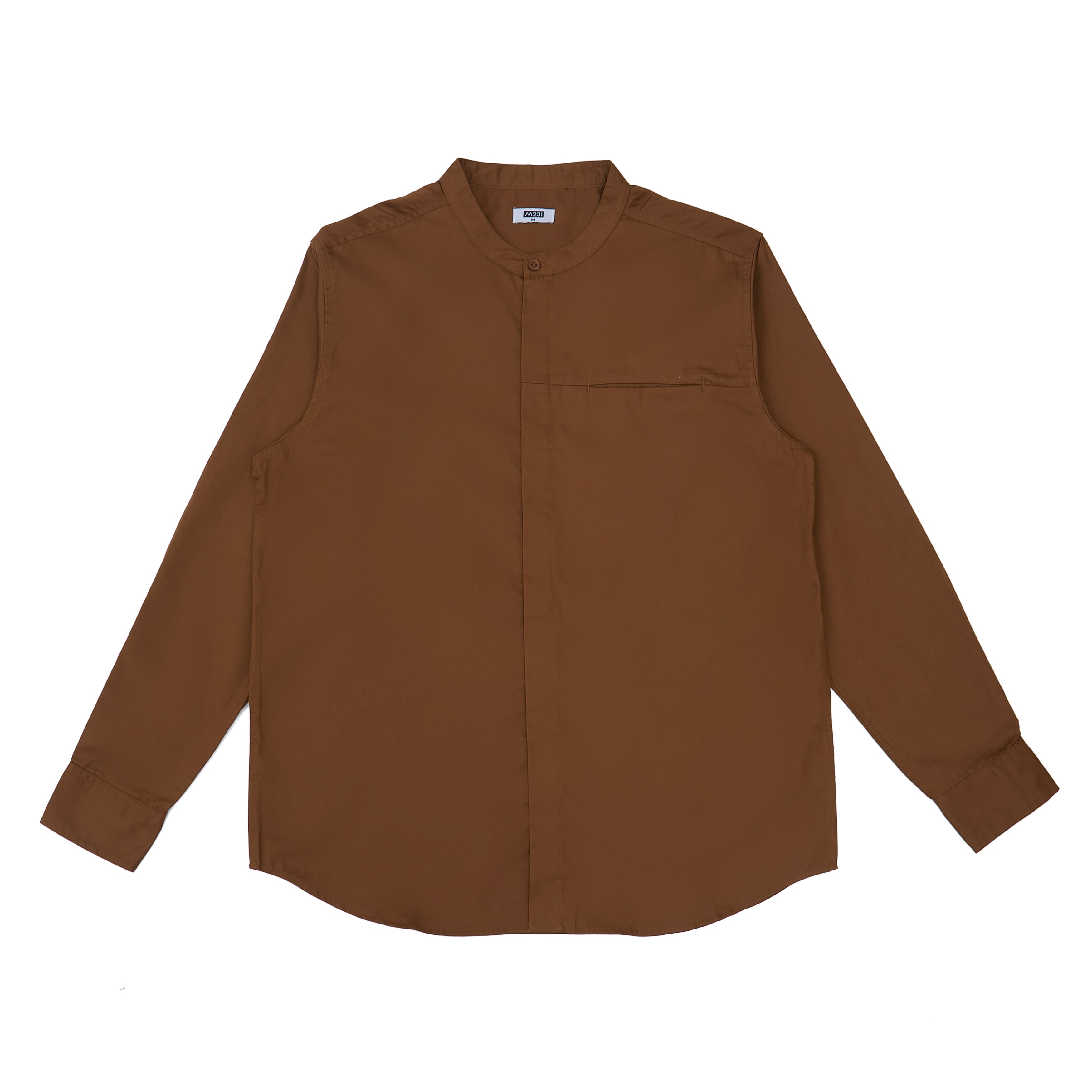 M231 Kemeja Pria Shanghai Polos Soft Twill Panjang Coklat 1971B
