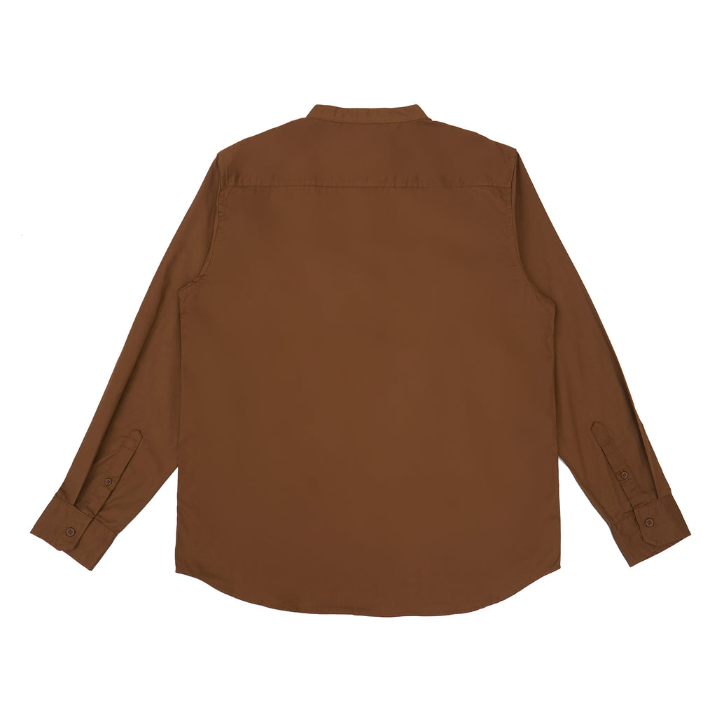M231 Kemeja Pria Shanghai Polos Soft Twill Panjang Coklat 1971B