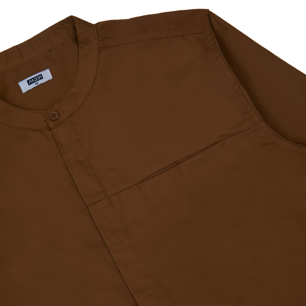 M231 Kemeja Pria Shanghai Polos Soft Twill Panjang Coklat 1971B