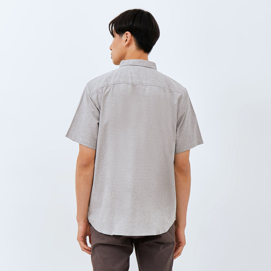 M231 Kemeja Pria Basic Polos Oxford Pendek Abu 1457E