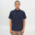 M231 Kemeja Pria Basic Polos Oxford Pendek Navy 1457G