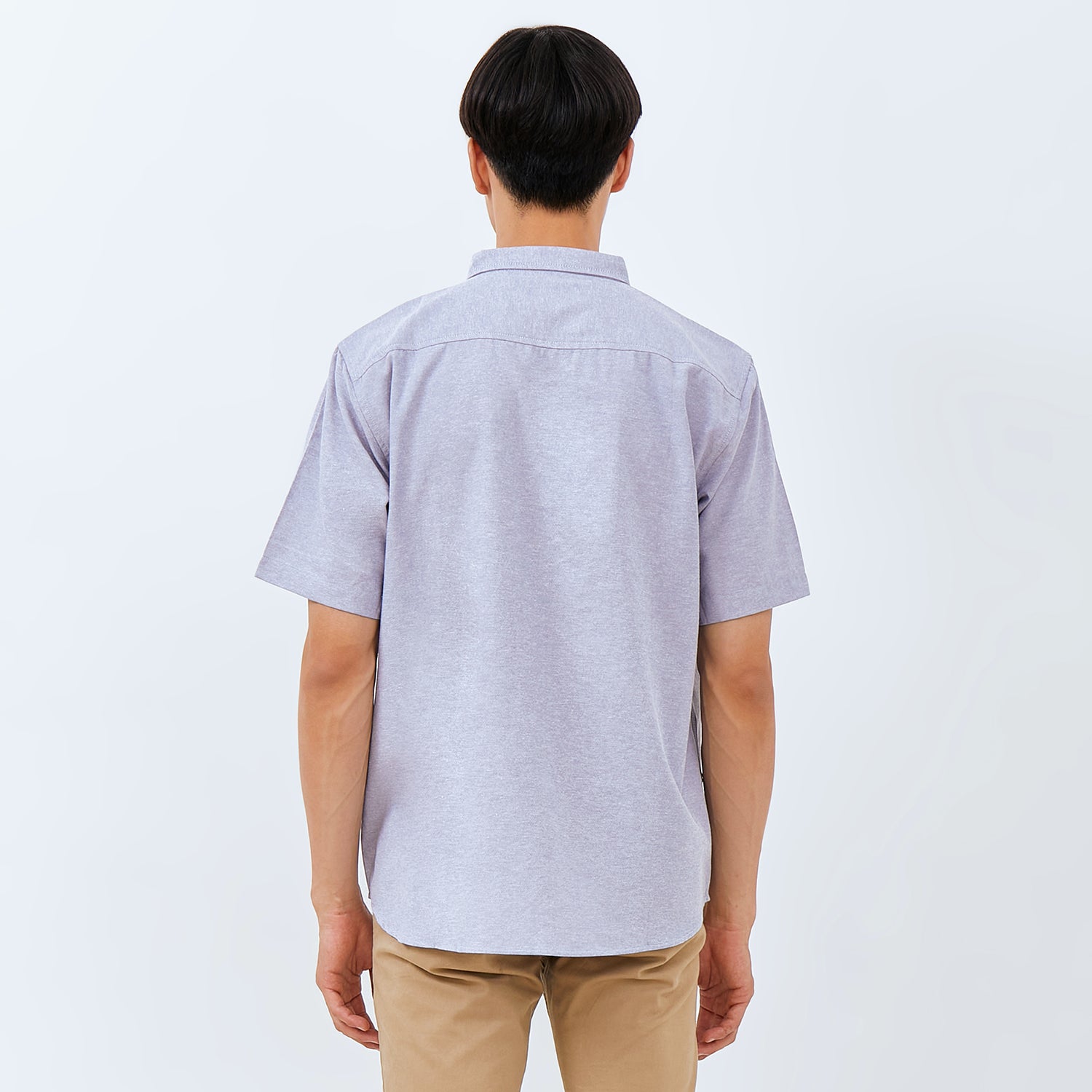 M231 Kemeja Pria Basic Polos Oxford Pendek Warna Biru 1457I