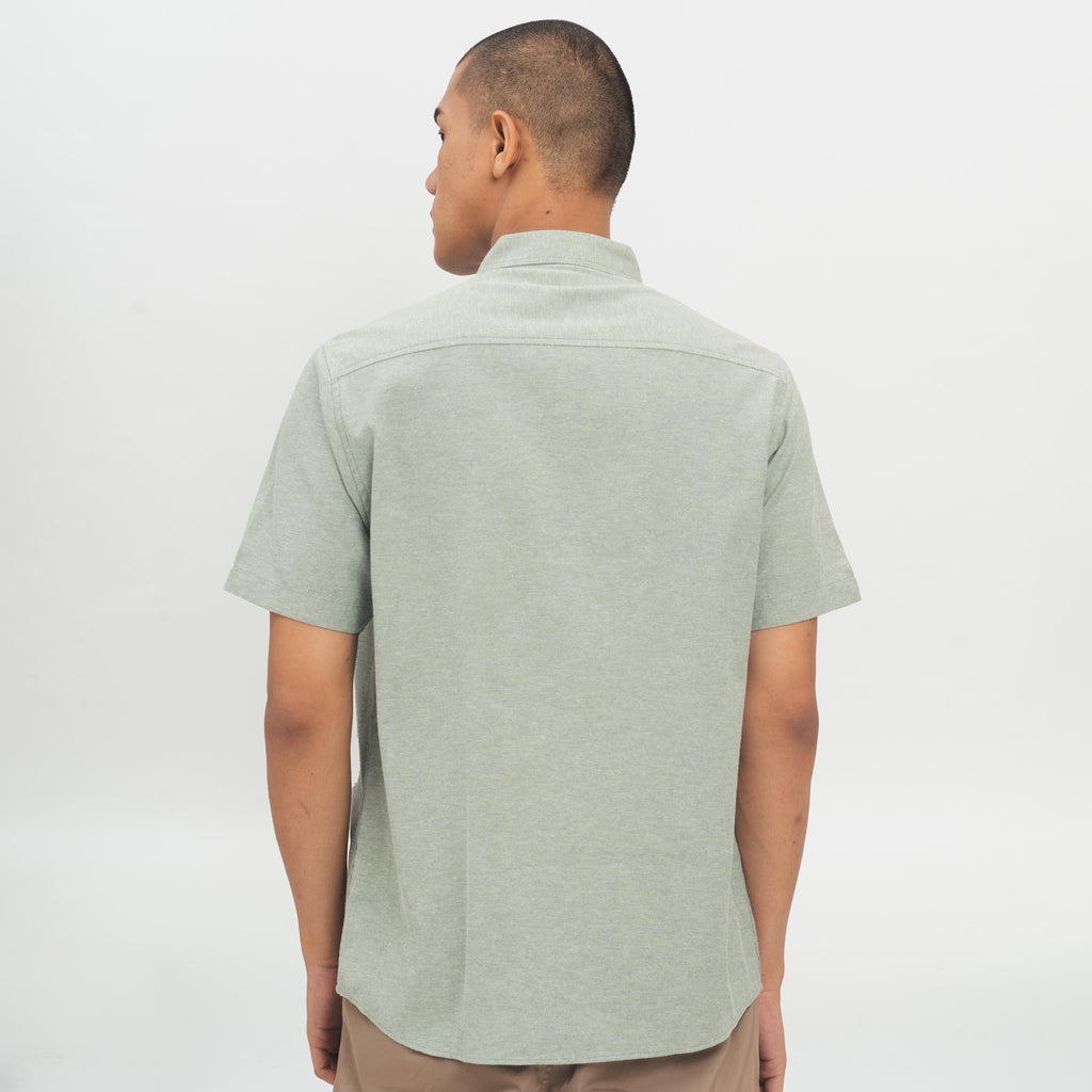 M231 Kemeja Pria Basic Polos Oxford Pendek Hijau Pupus 1457L