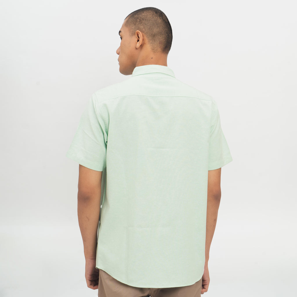 M231 Kemeja Pria Basic Polos Oxford Pendek Warna Hijau 1457S