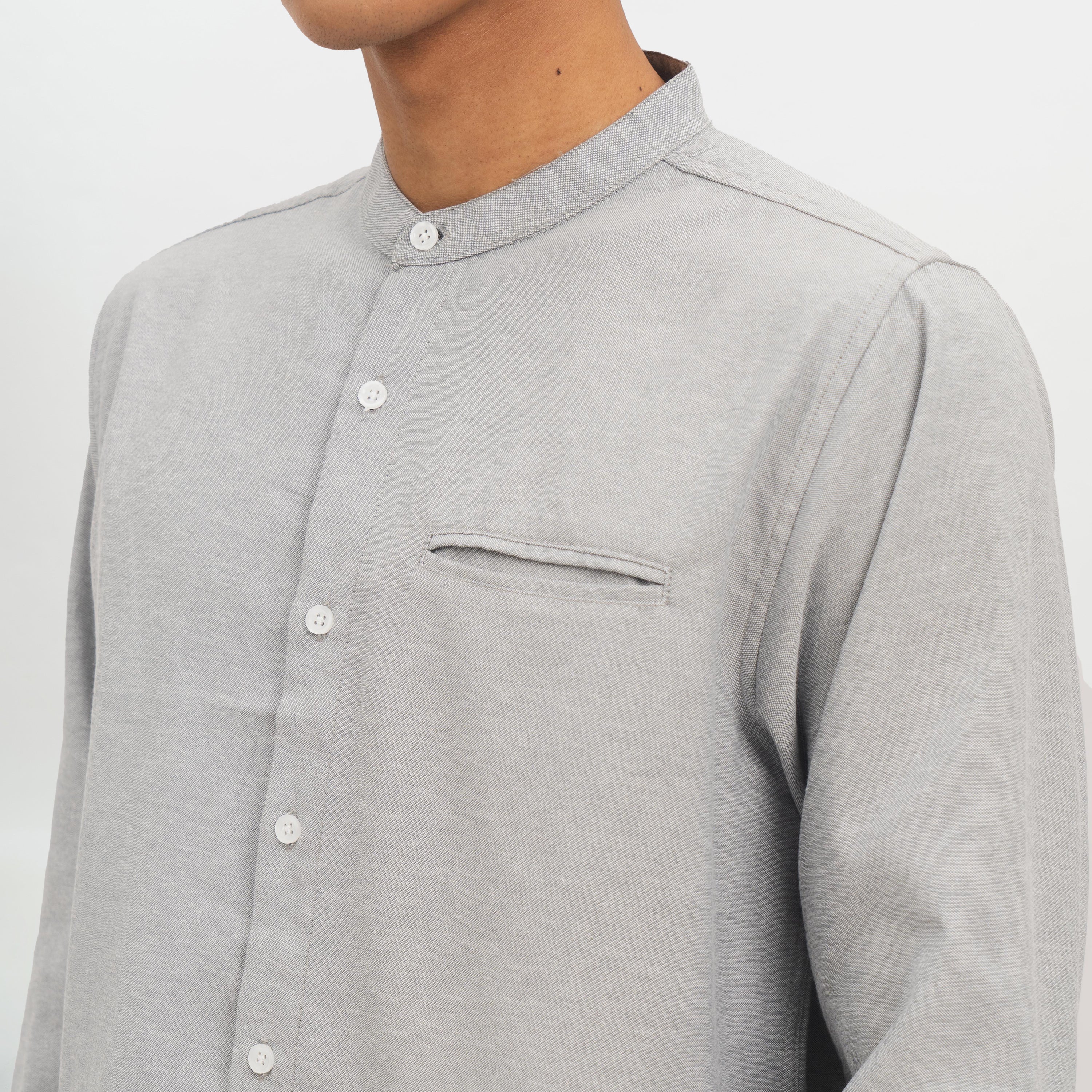 M231 Kemeja Pria Shanghai Polos Oxford Panjang Abu 1552G