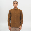 M231 Kemeja Pria Basic Polos Oxford Panjang Coklat 1456R
