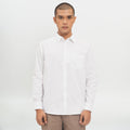 M231 Kemeja Pria Basic Polos Oxford Panjang Warna Putih 1468A