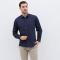 M231 Kemeja Pria Basic Polos Oxford Panjang Warna Navy 1468C
