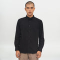 M231 Kemeja Pria Basic Polos Oxford Panjang Warna Hitam 1468D