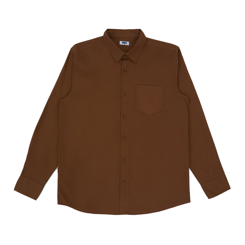 M231 Kemeja Pria Basic Polos Panjang Coklat 1468L