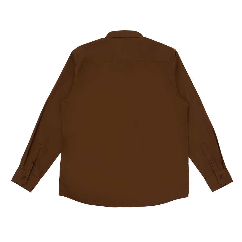 M231 Kemeja Pria Basic Polos Panjang Coklat 1468L