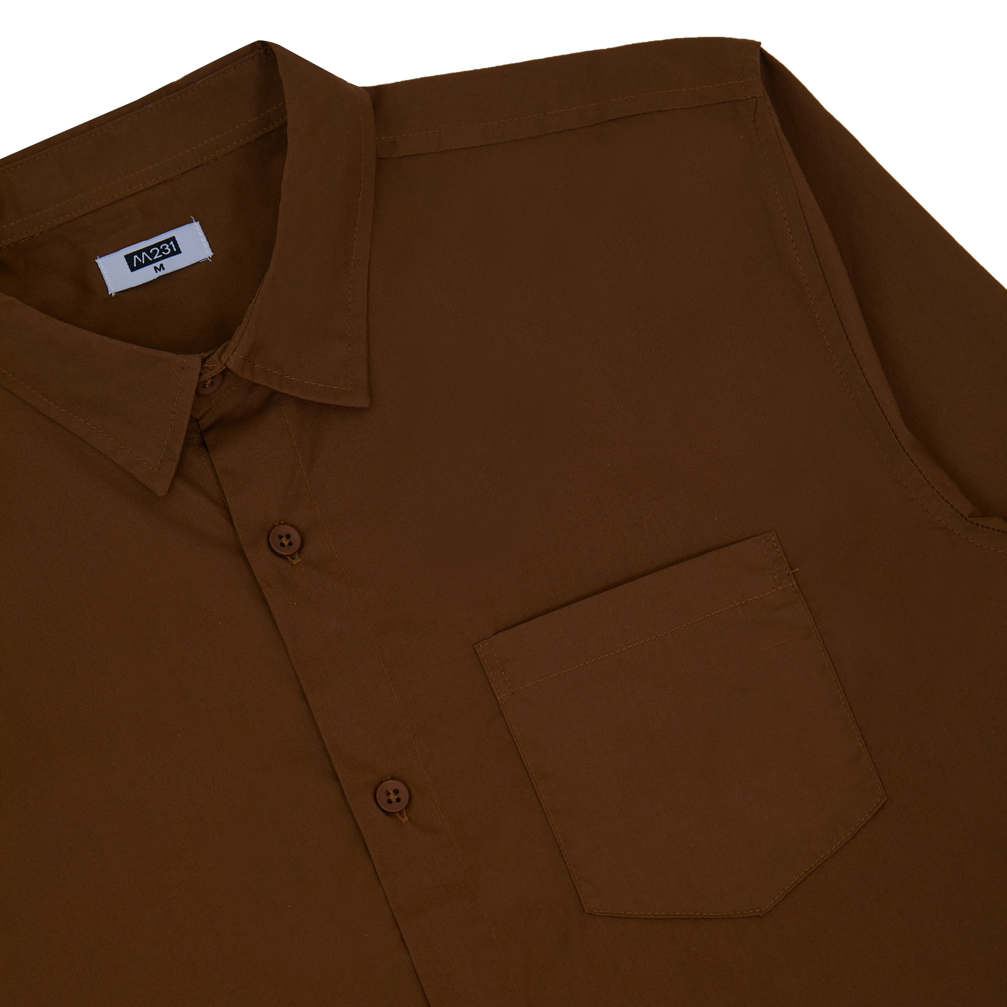 M231 Kemeja Pria Basic Polos Panjang Coklat 1468L