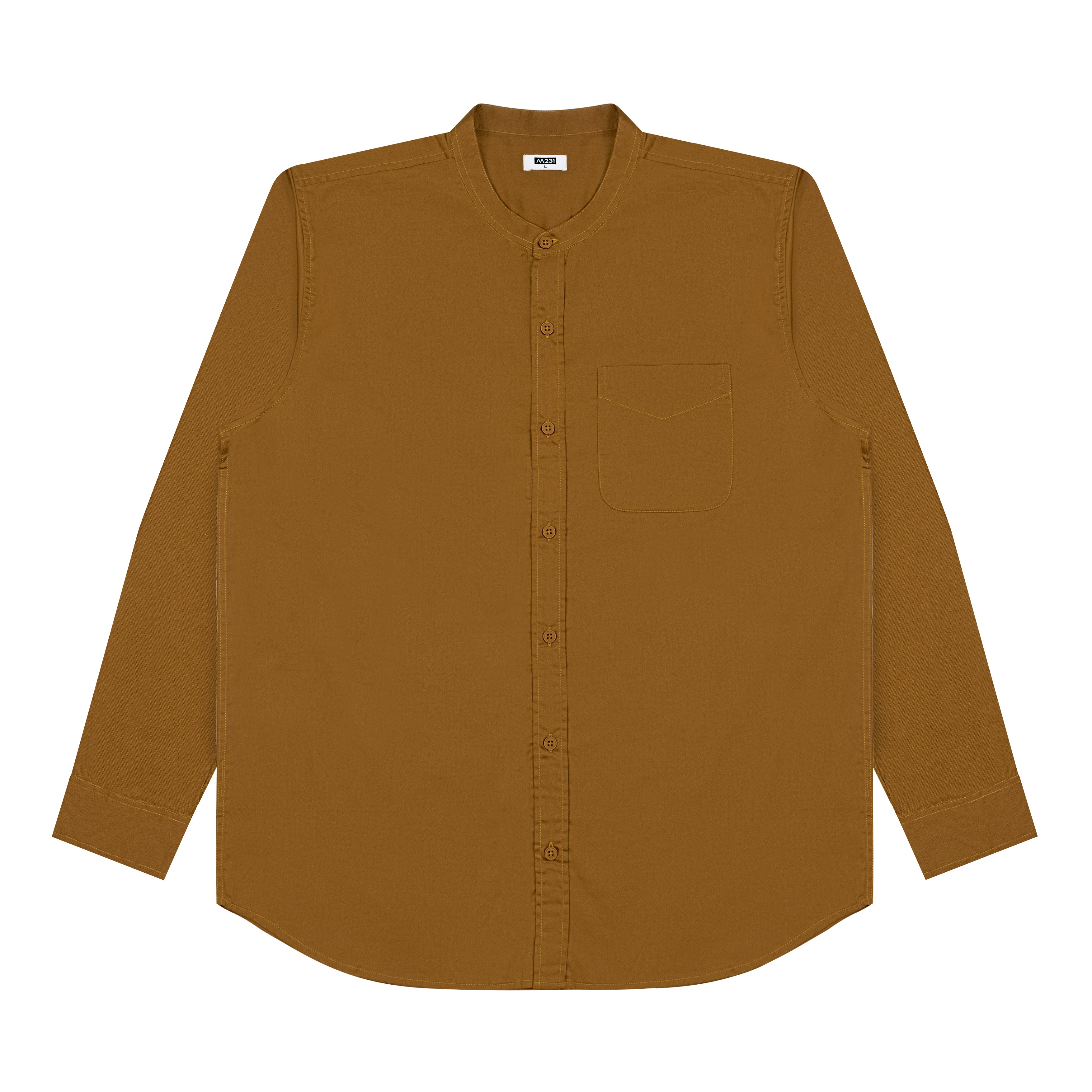 M231 Kemeja Pria Shanghai Polos Panjang Coklat 0915B