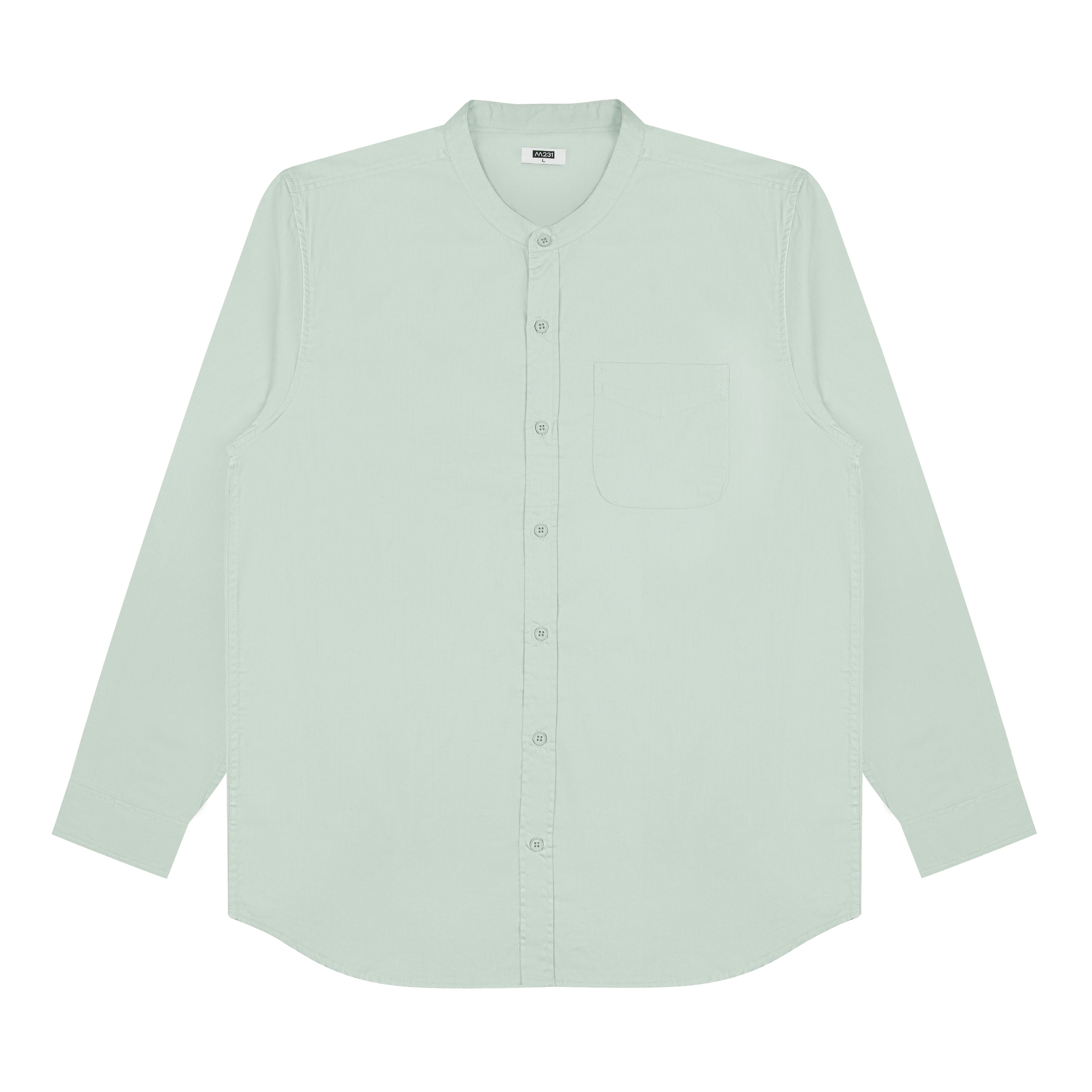M231 Kemeja Pria Shanghai Polos Panjang Hijau Mint 0915C