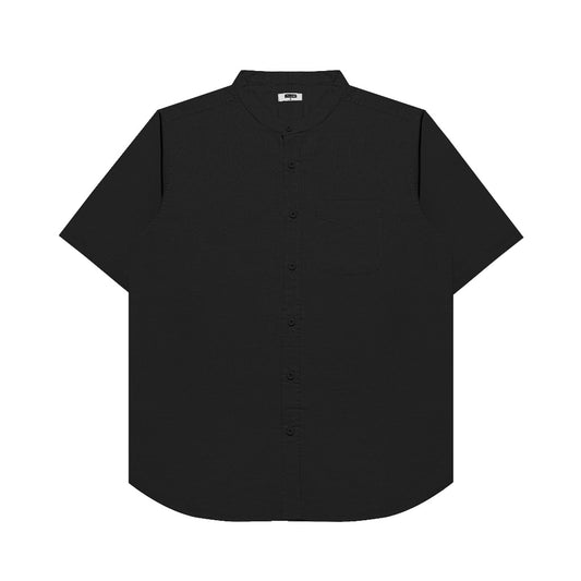 M231 Kemeja Pria Shanghai Polos Pendek Hitam 0184C