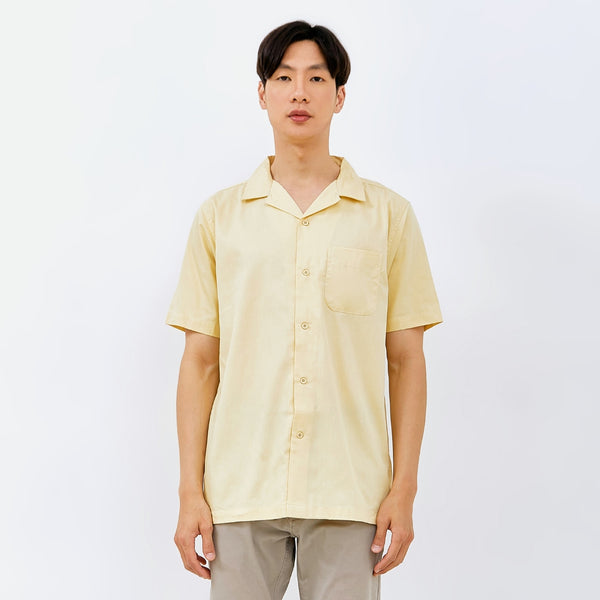 M231 Kemeja Pria Basic Polos Hawaii Pendek Kuning 0159C