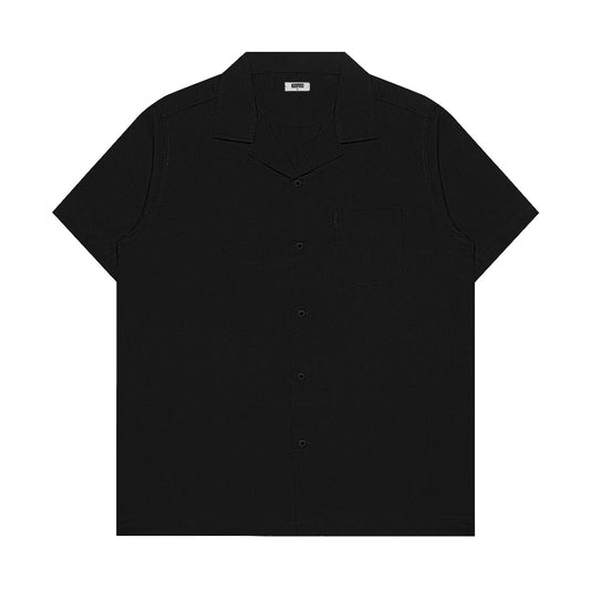 M231 Kemeja Pria Basic Polos Hawaii Pendek Hitam 0159J
