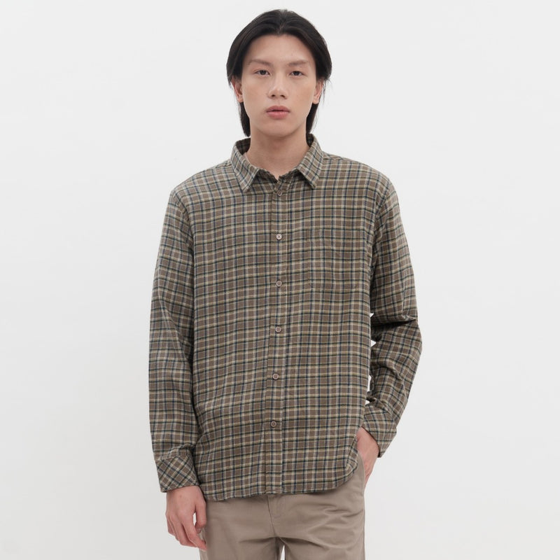 M231 Kemeja Pria Flannel Panjang Hijau 0293