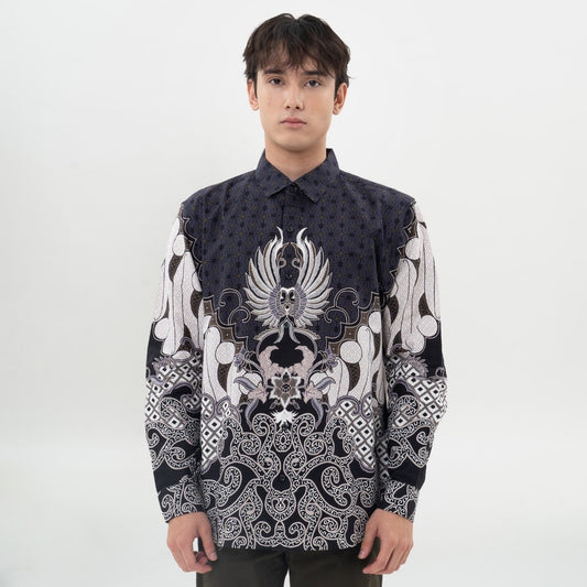 M231 Kemeja Pria Batik Panjang Hitam 0706